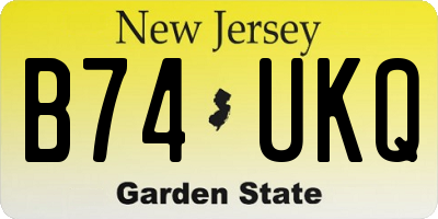 NJ license plate B74UKQ
