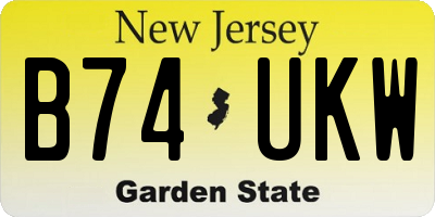NJ license plate B74UKW