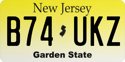 NJ license plate B74UKZ