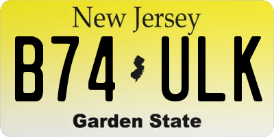 NJ license plate B74ULK
