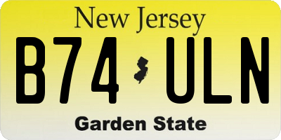 NJ license plate B74ULN