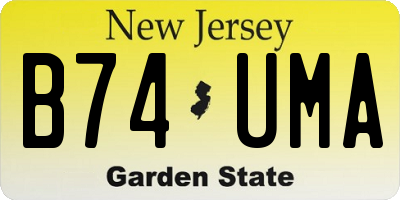 NJ license plate B74UMA