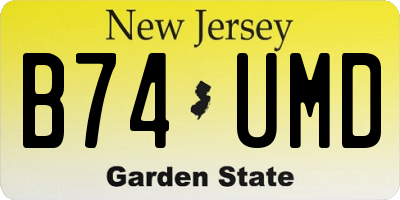 NJ license plate B74UMD