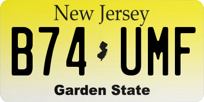NJ license plate B74UMF