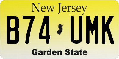 NJ license plate B74UMK
