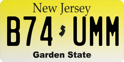 NJ license plate B74UMM