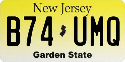 NJ license plate B74UMQ