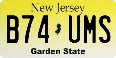 NJ license plate B74UMS