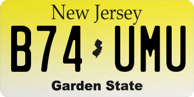 NJ license plate B74UMU