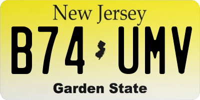 NJ license plate B74UMV