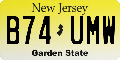 NJ license plate B74UMW