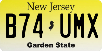 NJ license plate B74UMX