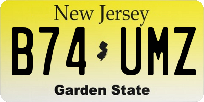 NJ license plate B74UMZ