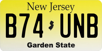 NJ license plate B74UNB