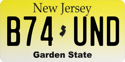 NJ license plate B74UND
