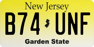 NJ license plate B74UNF