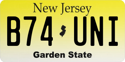 NJ license plate B74UNI