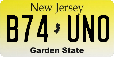 NJ license plate B74UNO