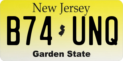 NJ license plate B74UNQ