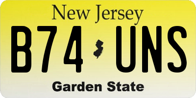NJ license plate B74UNS