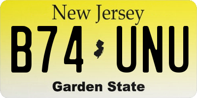 NJ license plate B74UNU