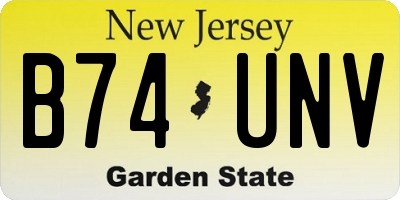 NJ license plate B74UNV