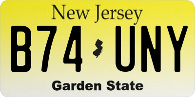 NJ license plate B74UNY
