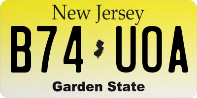 NJ license plate B74UOA
