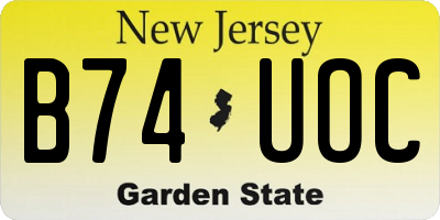 NJ license plate B74UOC