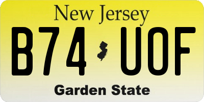 NJ license plate B74UOF
