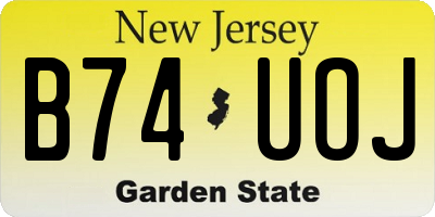 NJ license plate B74UOJ