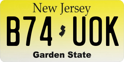 NJ license plate B74UOK