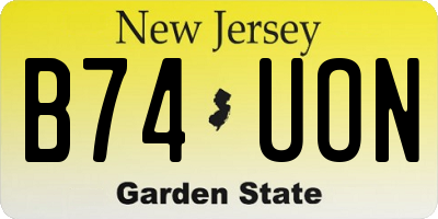 NJ license plate B74UON