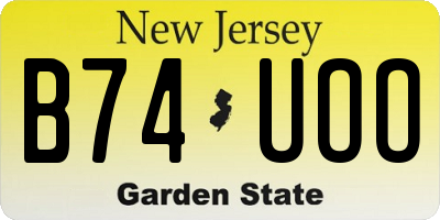 NJ license plate B74UOO