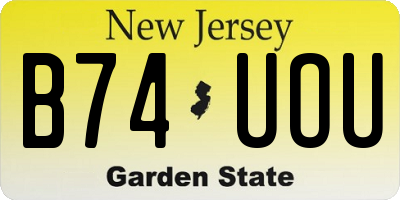 NJ license plate B74UOU