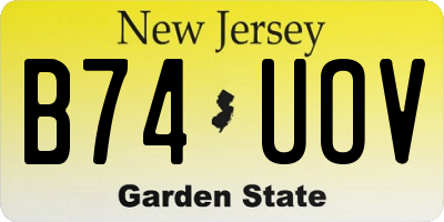 NJ license plate B74UOV