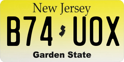 NJ license plate B74UOX
