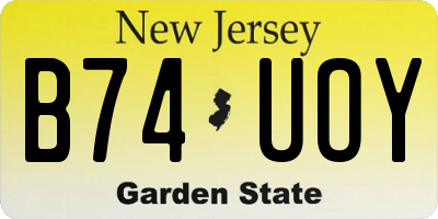 NJ license plate B74UOY