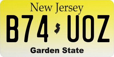 NJ license plate B74UOZ