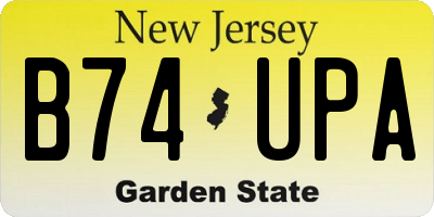 NJ license plate B74UPA