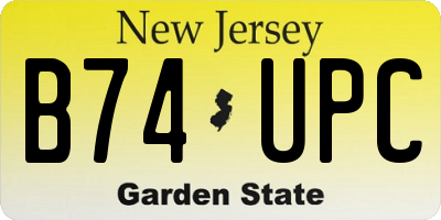 NJ license plate B74UPC