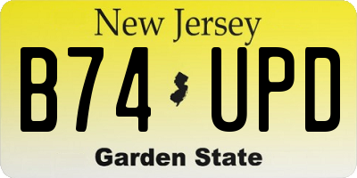 NJ license plate B74UPD