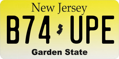 NJ license plate B74UPE