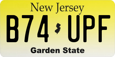 NJ license plate B74UPF