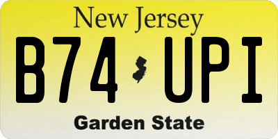 NJ license plate B74UPI