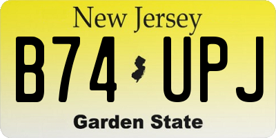 NJ license plate B74UPJ