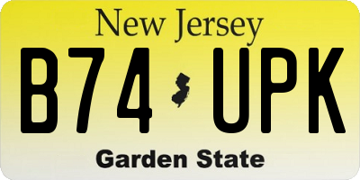 NJ license plate B74UPK