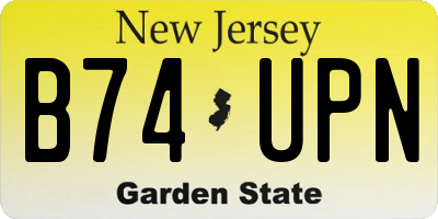NJ license plate B74UPN