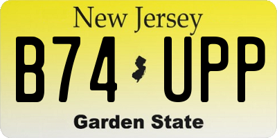 NJ license plate B74UPP