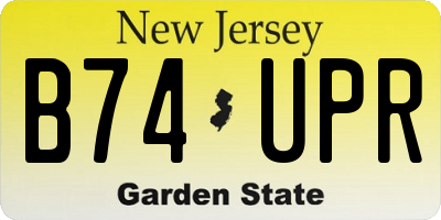 NJ license plate B74UPR